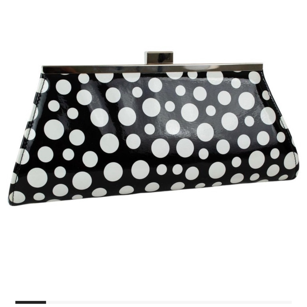 Polka Dot Clutch Bag - Black and White